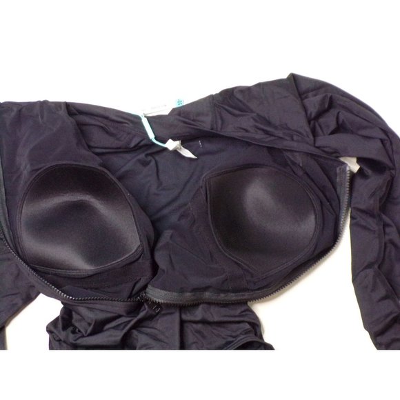 SEA LEVEL Long Sleeve Rashguard Zip Front Swimsuit Black 10 NEW - Picture 11 of 11